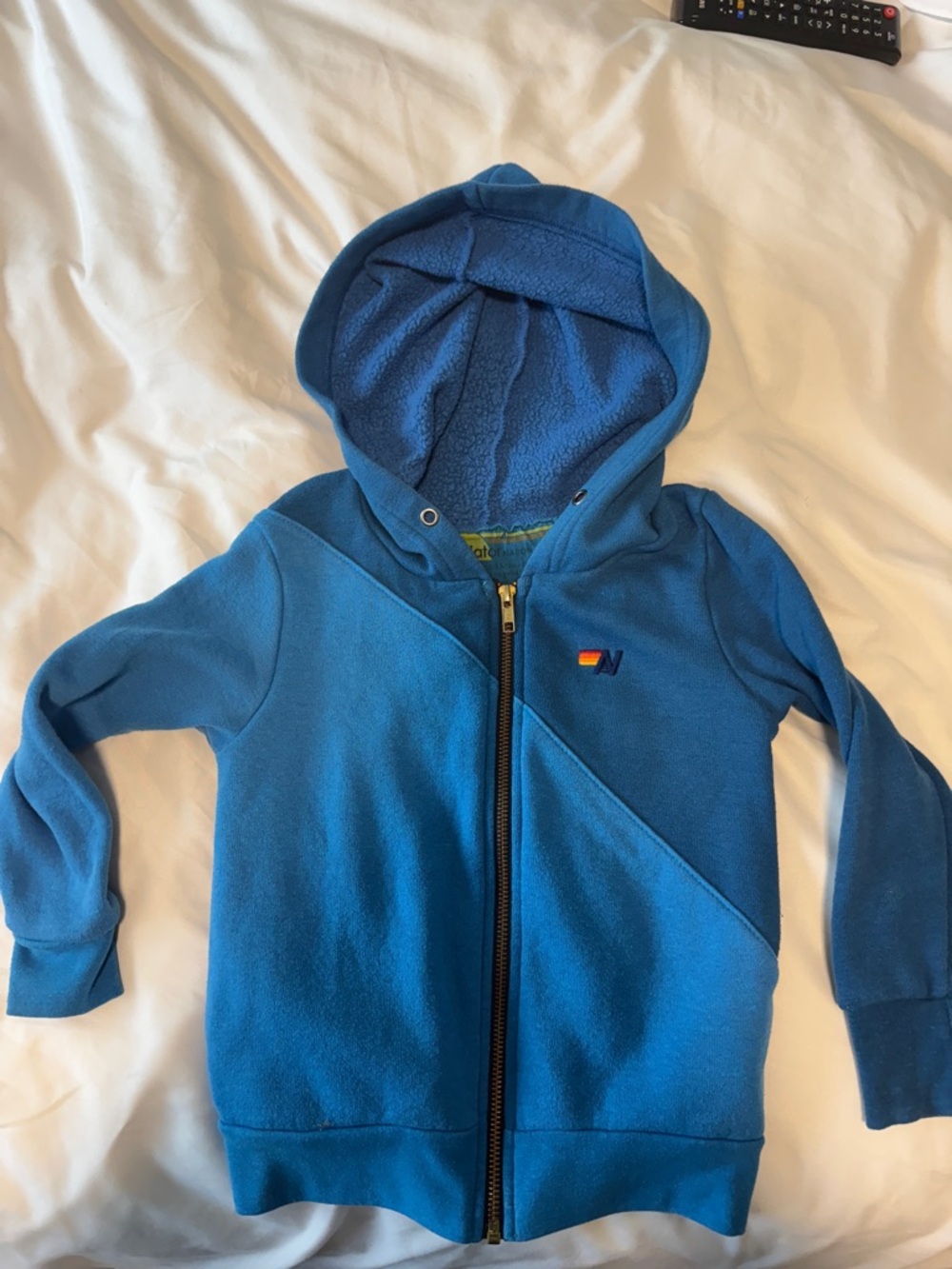 Aviator Nation Blue Kids Zip-Up Hoodie with Small Logo